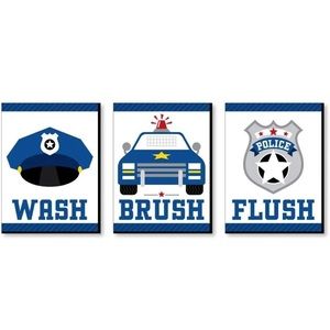 Big Dot of Happiness Calling All Units Police Cop Kids Wall Art - 7.5 x 10” 3pcs